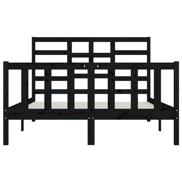 Estructura de cama madera maciza negro King Size 150x200 cm