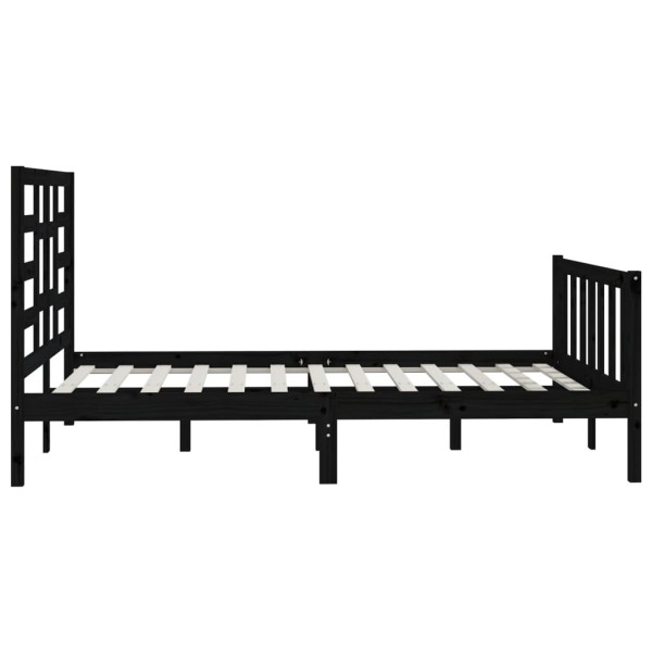 Estructura de cama madera maciza negro King Size 150x200 cm