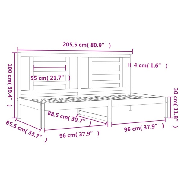 Sofá cama madera maciza de pino blanco 80x200 cm