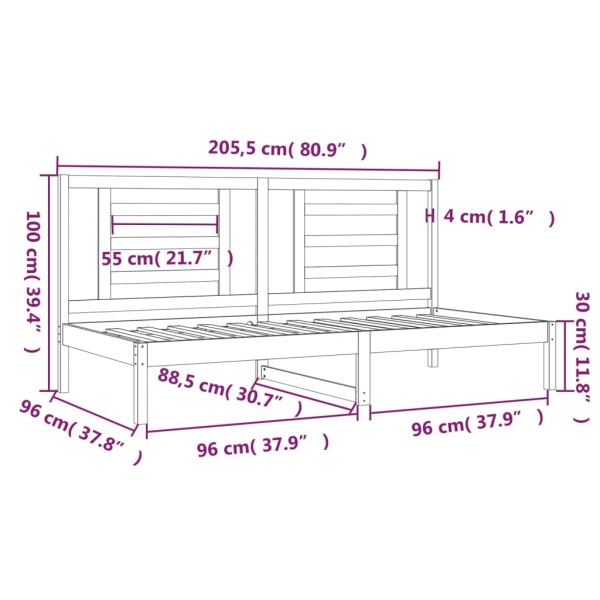 Sofá cama madera maciza de pino blanco 90x200 cm