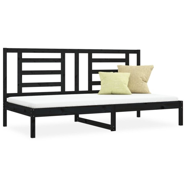 Sofá cama madera maciza de pino negro 90x200 cm