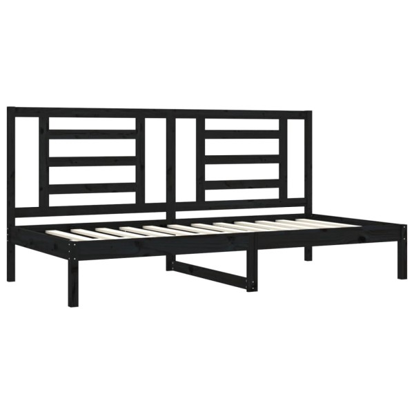 Sofá cama madera maciza de pino negro 90x200 cm