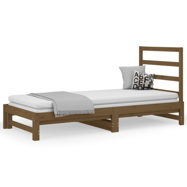 Sofá cama extraíble madera maciza de pino marrón 2x(90x200) cm