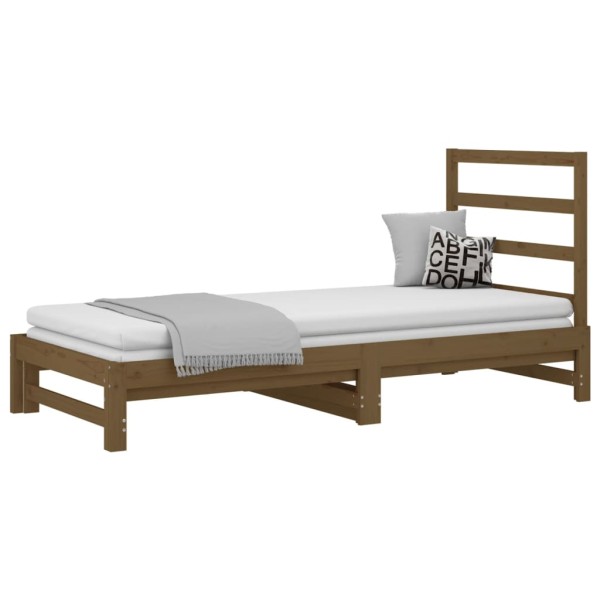 Sofá cama extraíble madera maciza de pino marrón 2x(90x200) cm