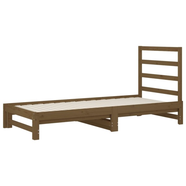 Sofá cama extraíble madera maciza de pino marrón 2x(90x200) cm