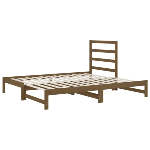 Sofá cama extraíble madera maciza de pino marrón 2x(90x200) cm