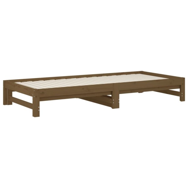 Sofá cama extraíble madera maciza de pino marrón 2x(90x200) cm