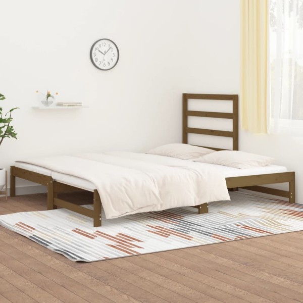 Sofá cama extraíble madera maciza de pino marrón 2x(90x200) cm