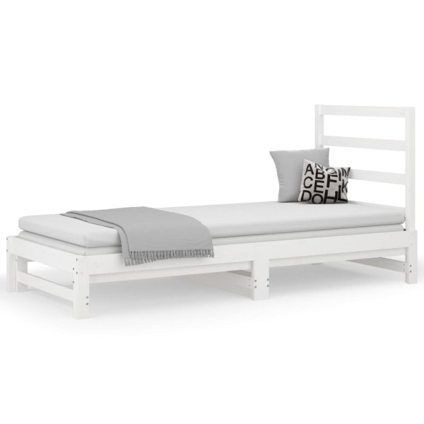 Sofá cama extraíble madera maciza de pino blanco 2x(90x190) cm