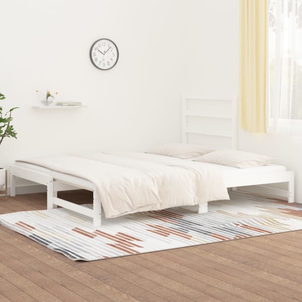 Sofá cama extraíble madera maciza de pino blanco 2x(90x190) cm