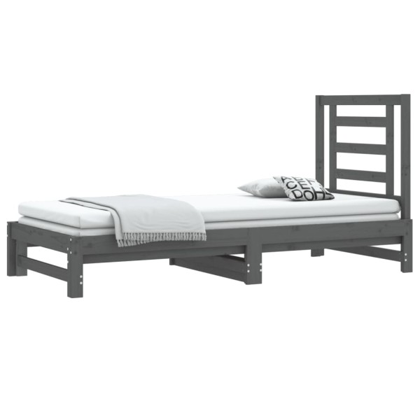 Sofá cama extraíble madera maciza de pino gris 2x(90x190) cm