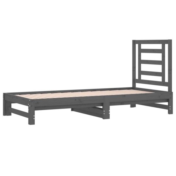 Sofá cama extraíble madera maciza de pino gris 2x(90x190) cm