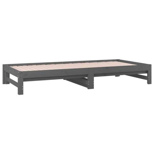 Sofá cama extraíble madera maciza de pino gris 2x(90x190) cm