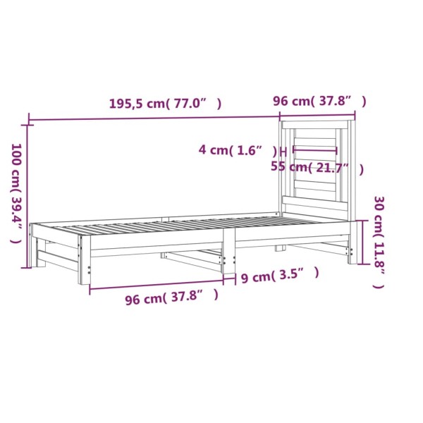 Sofá cama extraíble madera maciza de pino gris 2x(90x190) cm