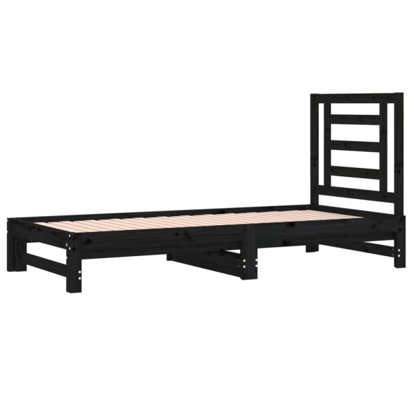 Sofá cama extraíble madera maciza de pino negro 2x(90x190) cm