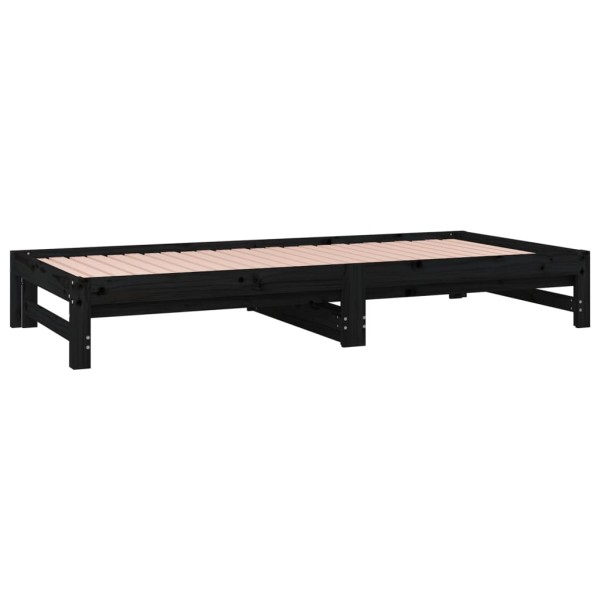 Sofá cama extraíble madera maciza de pino negro 2x(90x190) cm