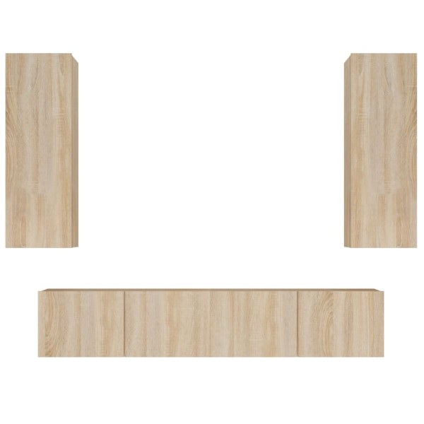 Set de muebles para TV 4 pzas madera contrachapada roble Sonoma