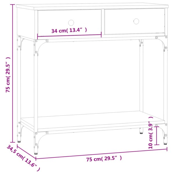 Mesa consola madera de ingeniería roble Sonoma 75x34,5x75 cm