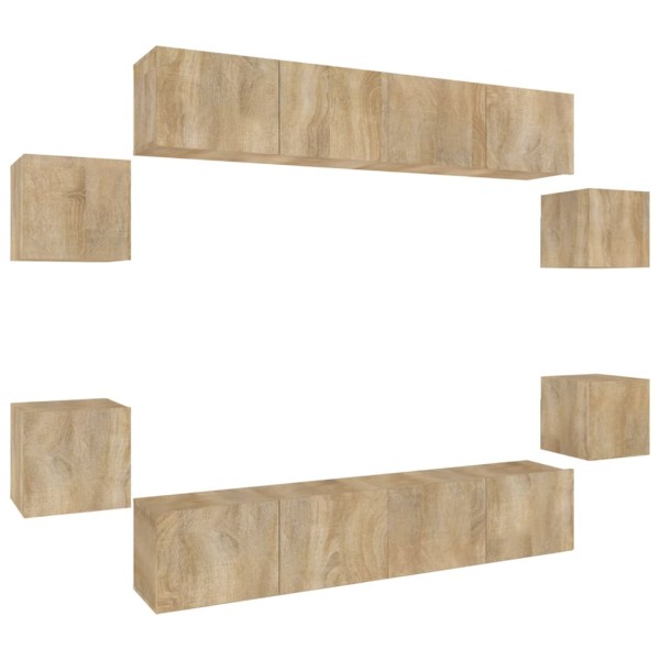 Set de muebles para TV 8 pzas madera contrachapada roble Sonoma