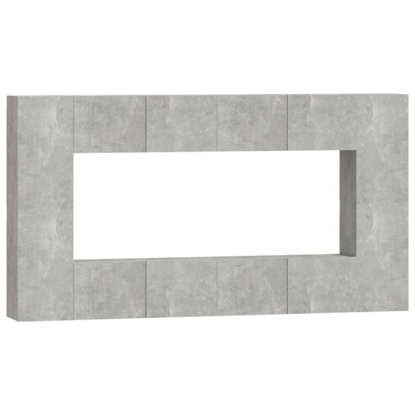 Set de muebles de TV 8 pzas madera contrachapada gris hormigón