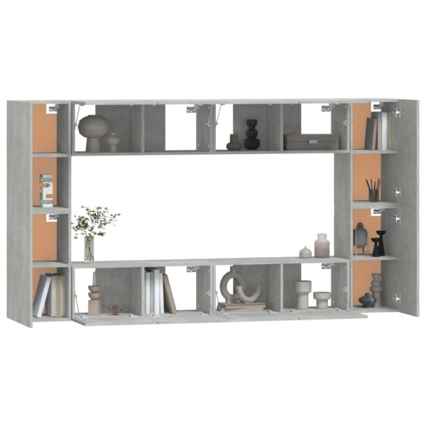 Set de muebles de TV 8 pzas madera contrachapada gris hormigón