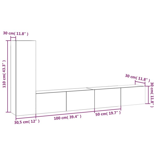 Set de muebles para TV 3 pzas madera contrachapada gris Sonoma