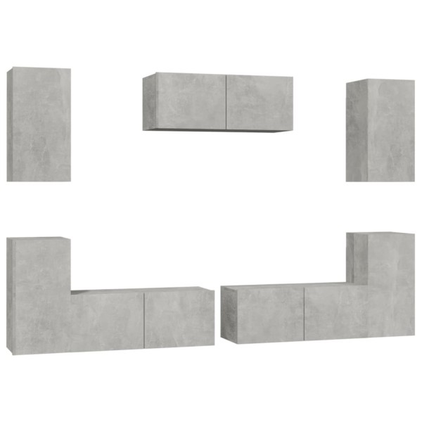 Set de muebles de TV 7 pzas madera contrachapada gris hormigón