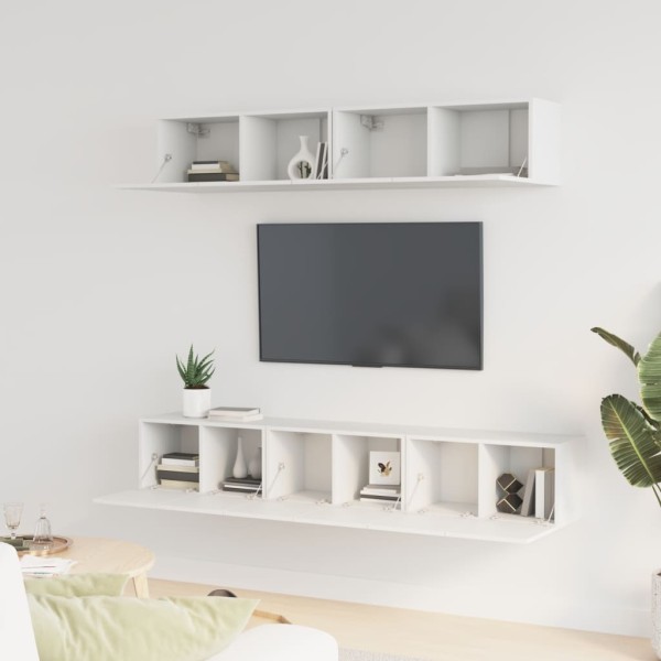 Set de muebles para TV 5 piezas madera contrachapada blanco