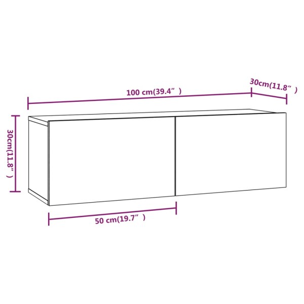 Set de muebles de TV 3 pzas madera contrachapada roble ahumado