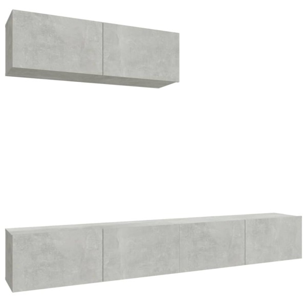 Set de muebles de TV 3 pzas madera contrachapada gris hormigón