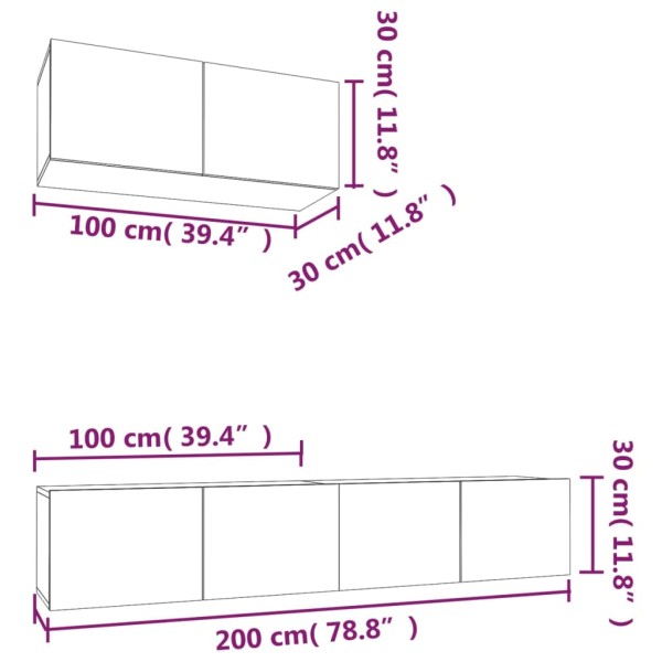 Set de muebles de TV 3 pzas madera contrachapada gris hormigón