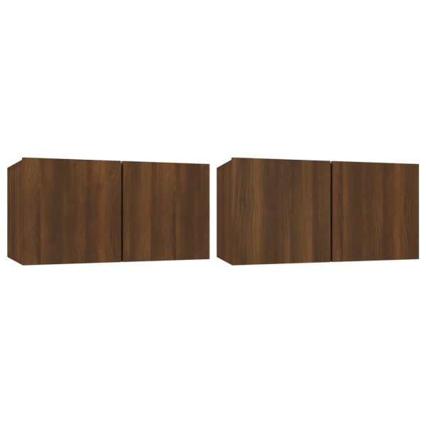 Set de muebles para TV 4 pzas madera contrachapada marrón roble