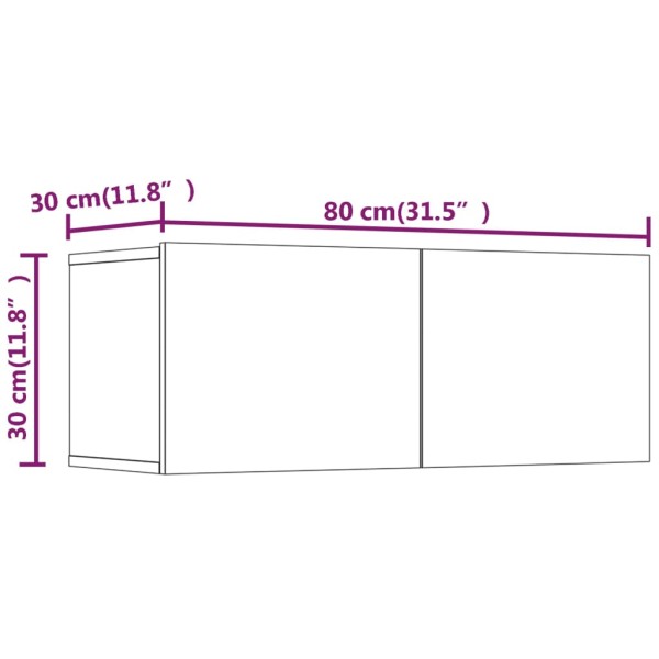 Set de muebles para TV 4 pzas madera contrachapada marrón roble