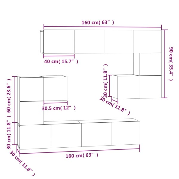 Mueble de pared para TV madera contrachapada color roble sonoma