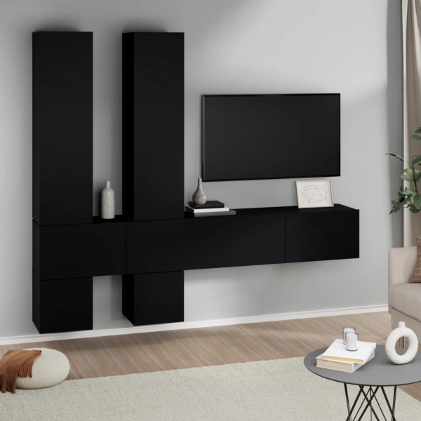 Mueble de pared para TV madera contrachapada negro