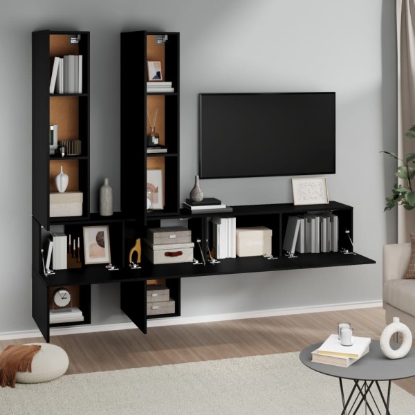 Mueble de pared para TV madera contrachapada negro