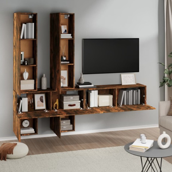 Mueble de pared para TV madera contrachapada roble ahumado