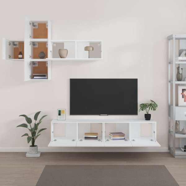 Set de muebles para TV 7 piezas madera contrachapada blanco