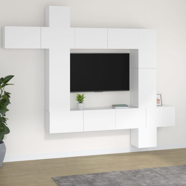 Set de muebles para TV 9 piezas madera contrachapada blanco