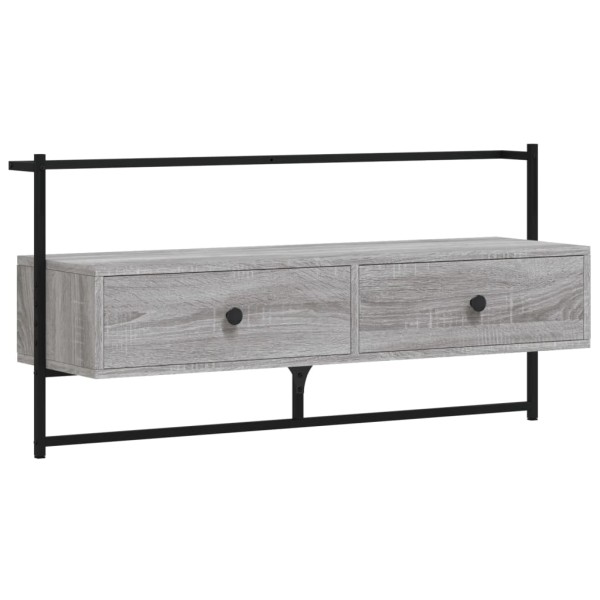 Mueble TV de pared madera ingeniería gris Sonoma 100,5x30x51 cm