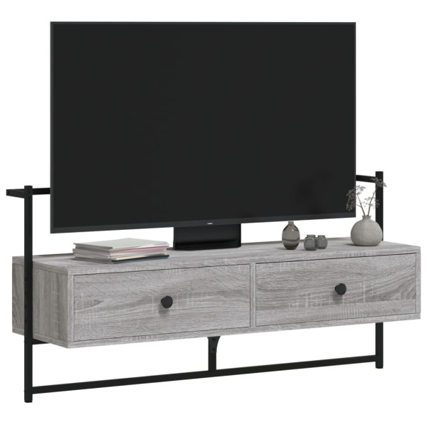 Mueble TV de pared madera ingeniería gris Sonoma 100,5x30x51 cm