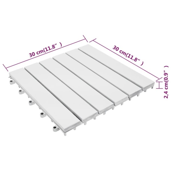 Baldosas de porche de madera de acacia 30 pzas blanco 30x30 cm