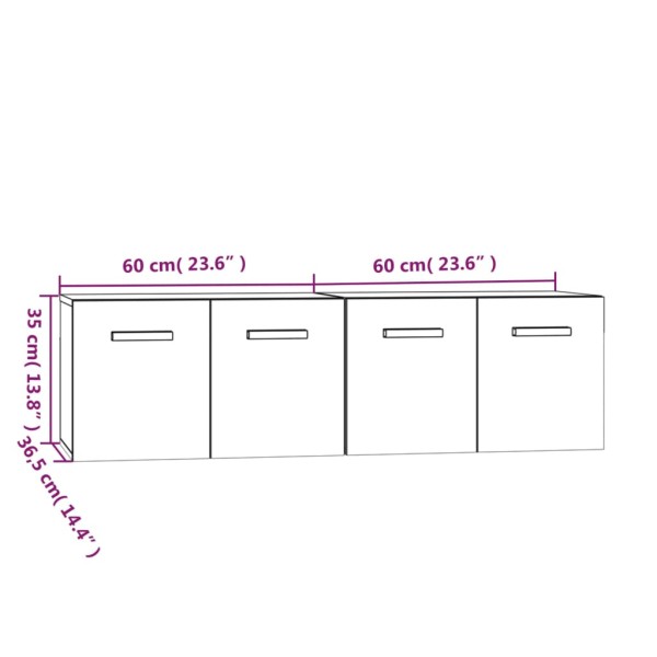 Armarios pared 2 uds contrachapada roble ahumado 60x36,5x35cm