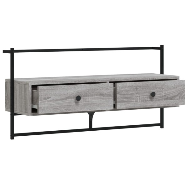 Mueble TV de pared madera ingeniería gris Sonoma 100,5x30x51 cm