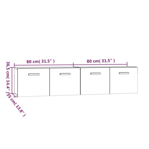 Armarios de pared 2 uds contrachapada gris sonoma 80x35x36,5 cm