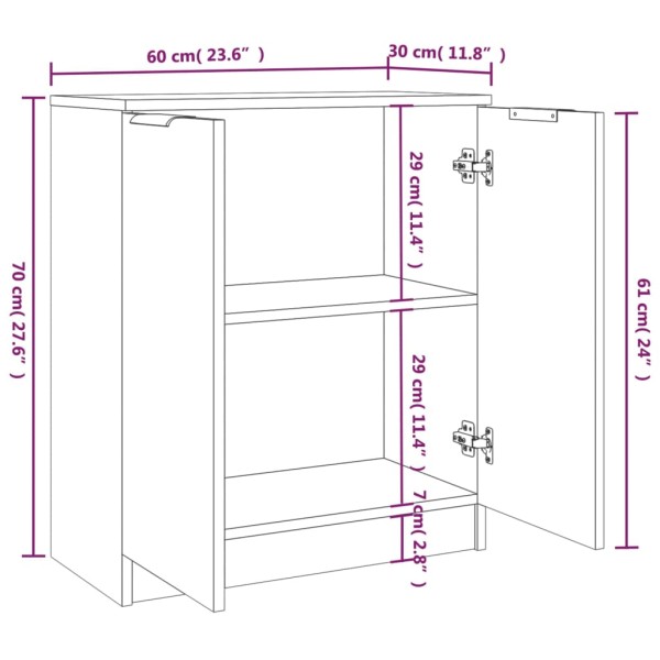 Aparadores 2 uds madera contrachapada roble Sonoma 60x30x70 cm