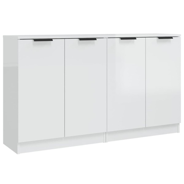 Aparadores 2 uds madera contrachapada blanco brillo 60x30x70 cm