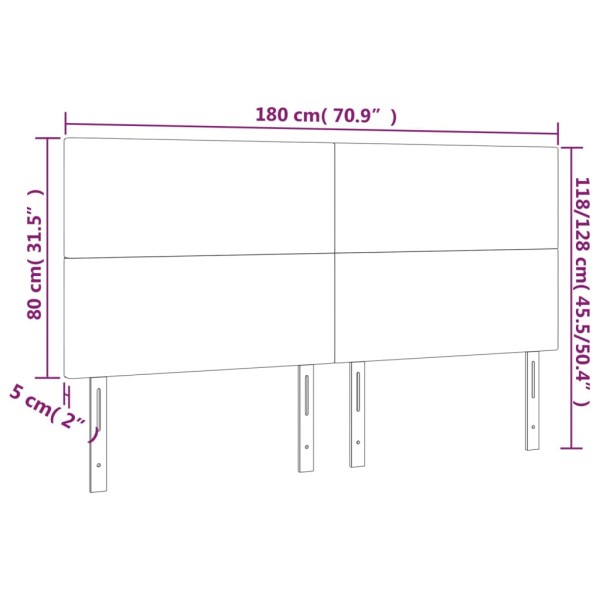 Cabeceros 4 unidades de cuero sintético blanco 90x5x78/88 cm