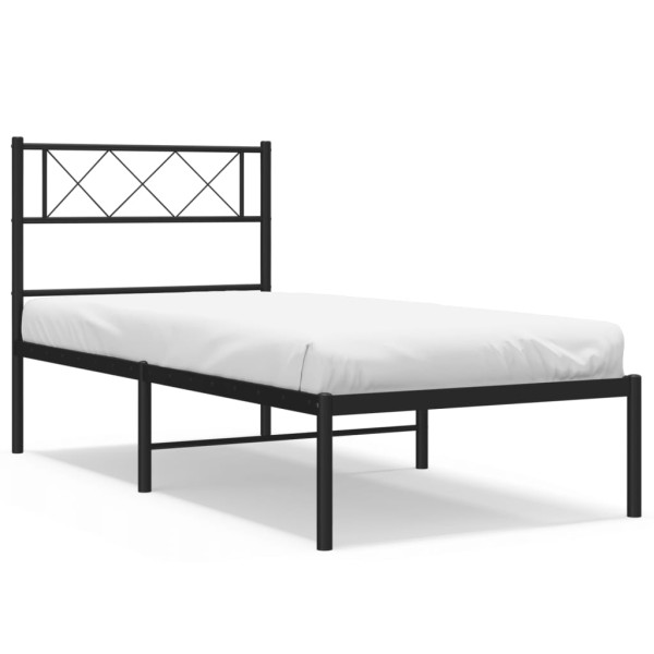 Estructura de cama con cabecero metal negro 80x200 cm