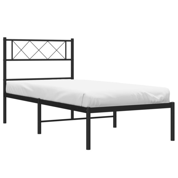 Estructura de cama con cabecero metal negro 80x200 cm